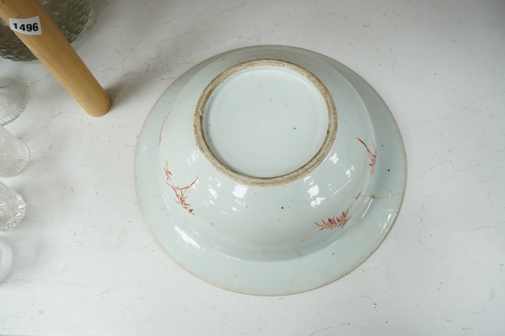 A mid 19th century Chinese famille rose basin, 38cm diameter